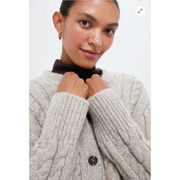 NWT‎ Tuckernuck Arthur Cable Knit Cardigan Sweater Gray Wool Blend Cropped XXL - Picture 5 of 16